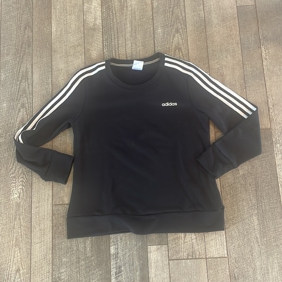 Adidas 3-Stripe Black and White Crewneck Sweatshirt Size Medium - Picture 6 of 6